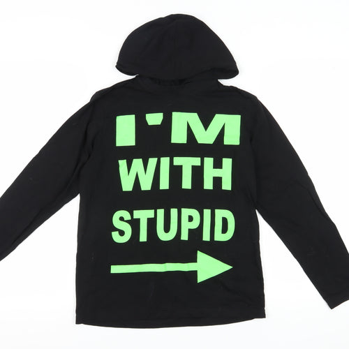 Debenhams Boys Black Graphic Pullover Hoodie 11-12 Years