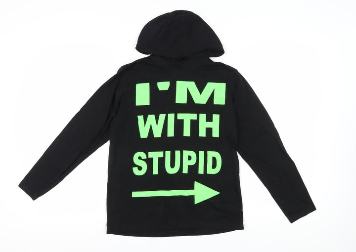 Debenhams Boys Black Graphic Pullover Hoodie 11-12 Years