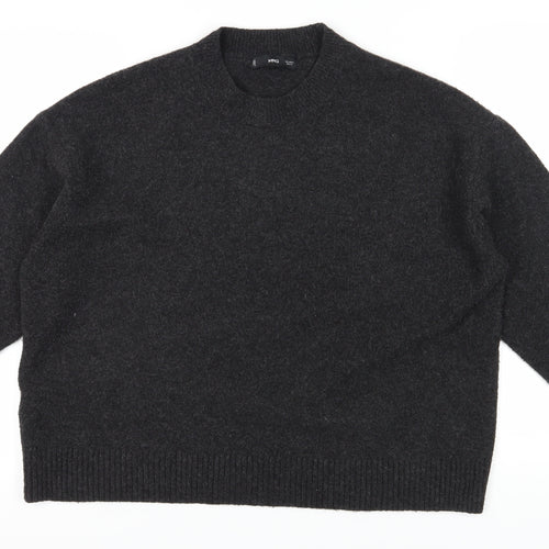 MNG Women's Black Medium Jumper Round Neck Casual Knit