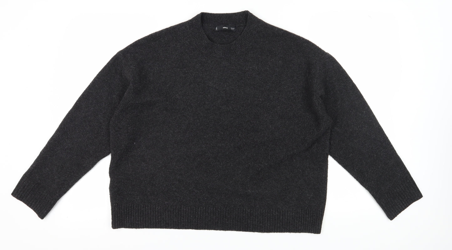 MNG Women's Black Medium Jumper Round Neck Casual Knit