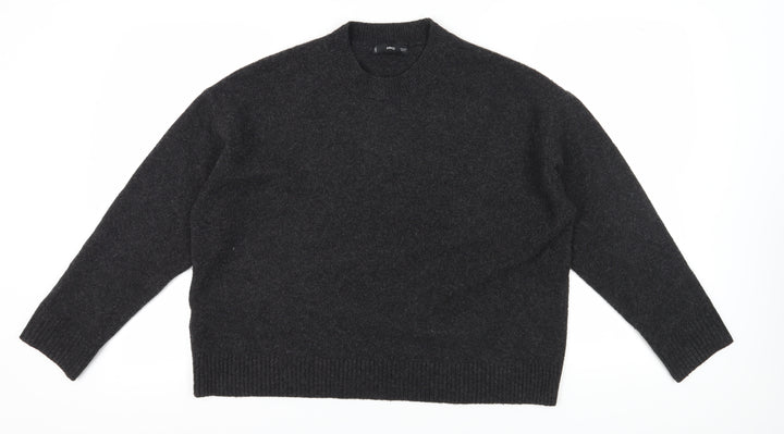 MNG Women's Black Medium Jumper Round Neck Casual Knit