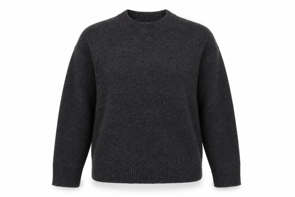 Front view of Mango Women's Black Medium Jumper Round Neck Casual Knit