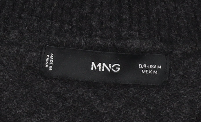 MNG Women's Black Medium Jumper Round Neck Casual Knit