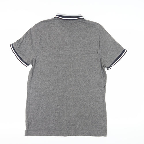 River Island Men's Grey Polo Shirt Medium