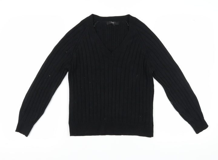 Next Women's Black V-Neck Cable Knit Pullover Jumper M