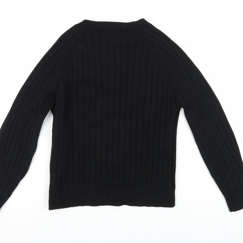 Next Women's Black V-Neck Cable Knit Pullover Jumper M
