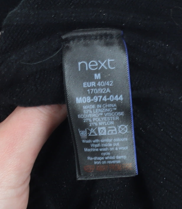 Next Women's Black V-Neck Cable Knit Pullover Jumper M