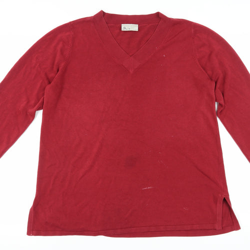 BHS Women Red V-Neck Pullover Jumper Size 18