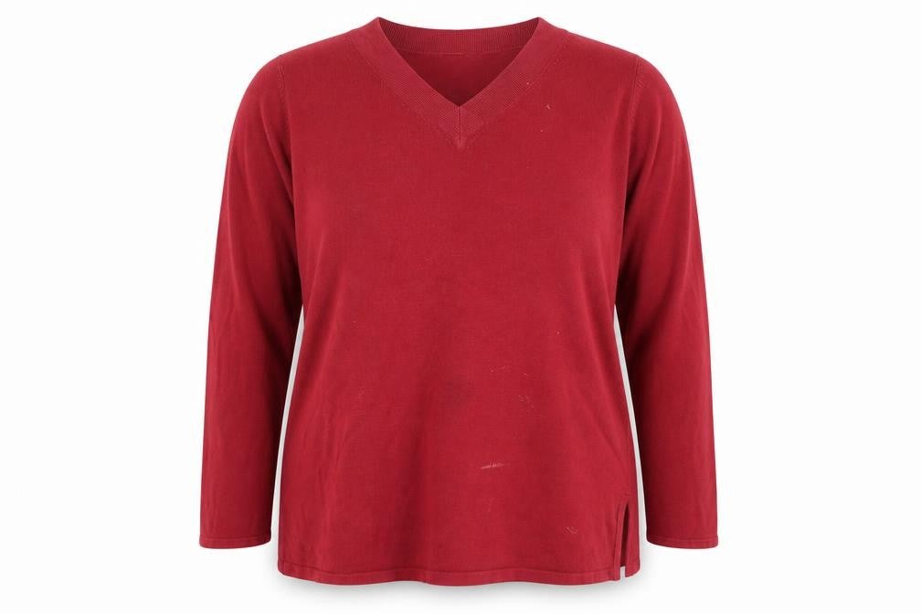 Front view of BHS Women Red V-Neck jumper, size 18
