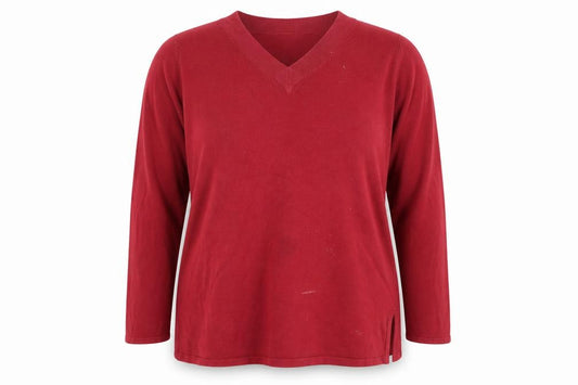 Front view of BHS Women Red V-Neck jumper, size 18