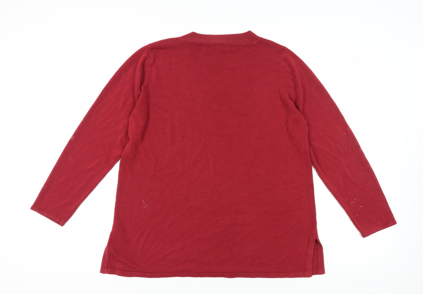 BHS Women Red V-Neck Pullover Jumper Size 18