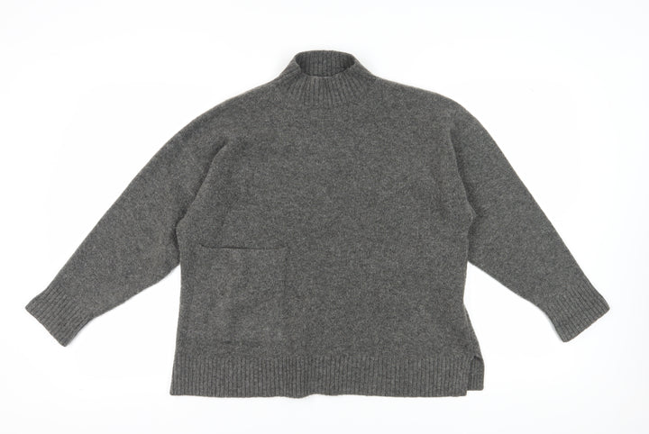 Zara Women's Grey Mock Neck Wool Blend Pullover Jumper