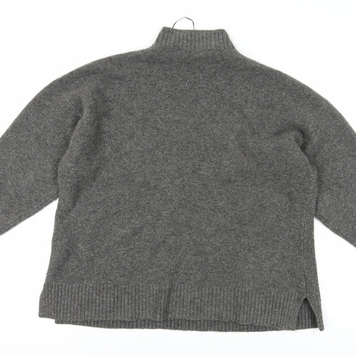 Zara Women's Grey Mock Neck Wool Blend Pullover Jumper