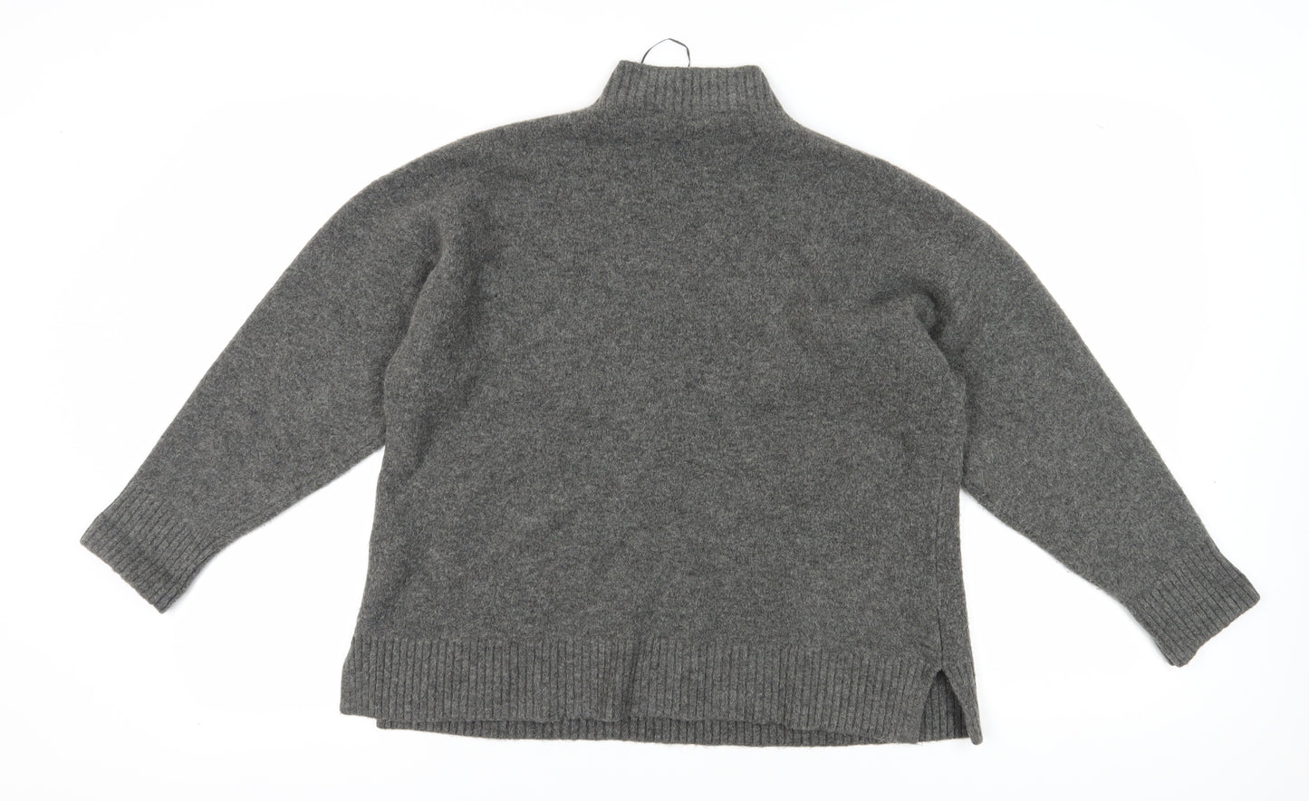 Zara Women's Grey Mock Neck Wool Blend Pullover Jumper