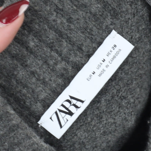 Zara Women's Grey Mock Neck Wool Blend Pullover Jumper