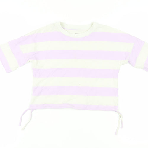 John Lewis Girls Striped Cropped T-Shirt, Size 10, Multicoloured