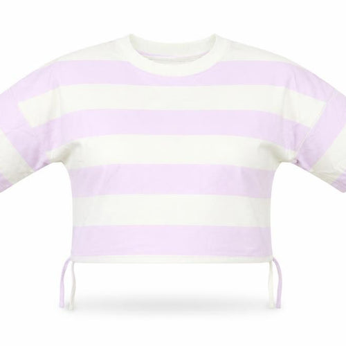 John Lewis Girls Striped Cropped T-Shirt, Size 10, Multicoloured