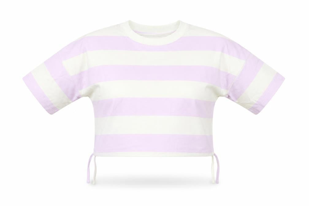 John Lewis Girls Striped Cropped T-Shirt, Size 10, Multicoloured