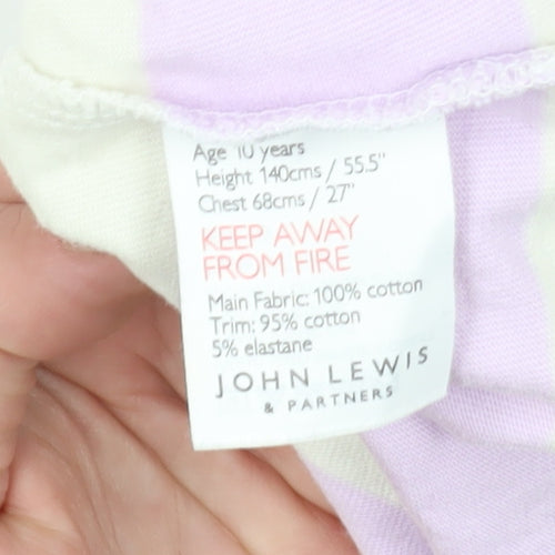 John Lewis Girls Striped Cropped T-Shirt, Size 10, Multicoloured