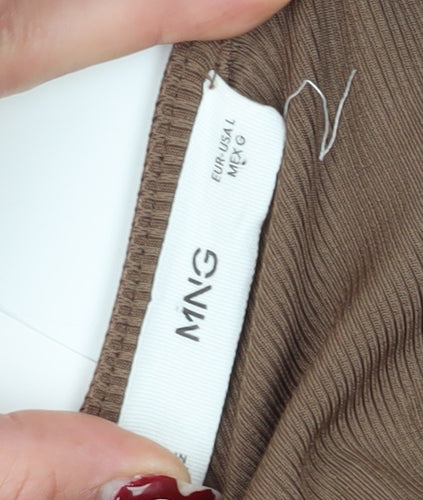 MNG Women's Brown One Shoulder Blouse, Size 14