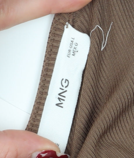 MNG Women's Brown One Shoulder Blouse, Size 14