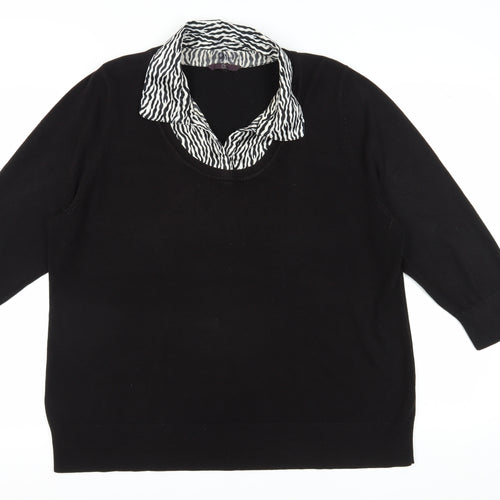 Evans Women's Black Collared Pullover Jumper, Size 22/24