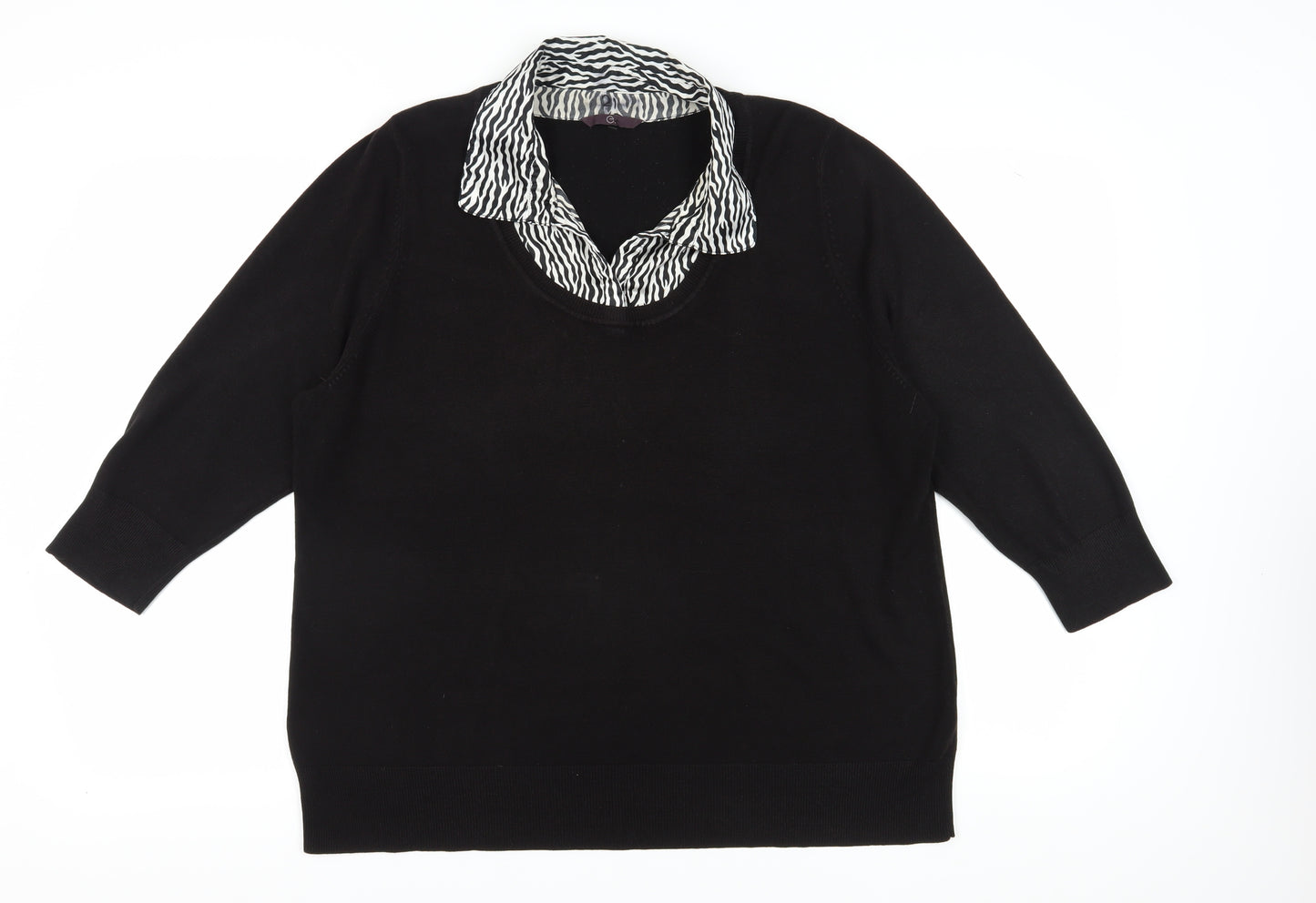 Evans Women's Black Collared Pullover Jumper, Size 22/24