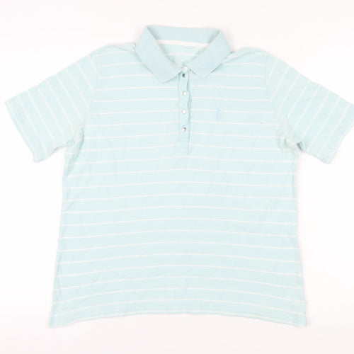 C&A Men's Blue Striped Polo Shirt L Short Sleeve