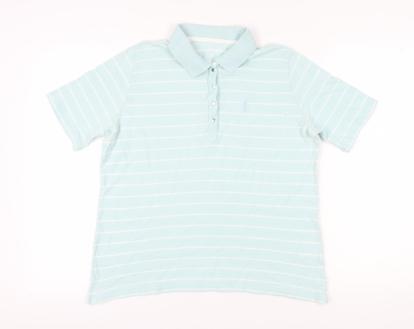 C&A Men's Blue Striped Polo Shirt L Short Sleeve