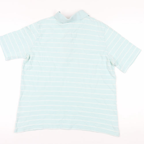 C&A Men's Blue Striped Polo Shirt L Short Sleeve
