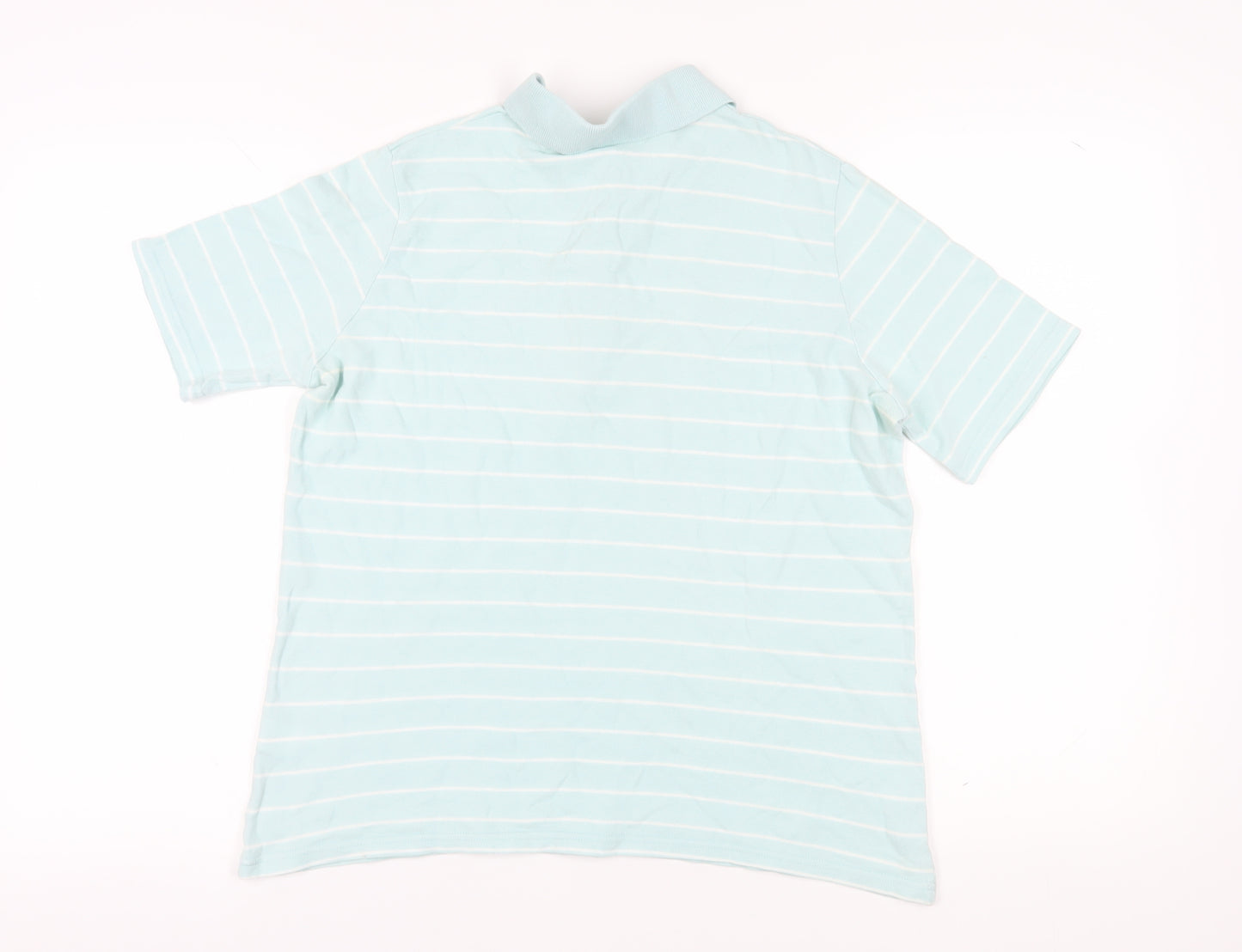 C&A Men's Blue Striped Polo Shirt L Short Sleeve