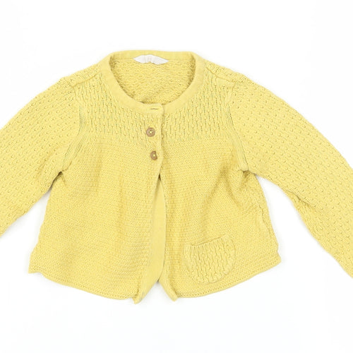 John Lewis Unisex Yellow Cardigan 9-12 Months Cotton Knit