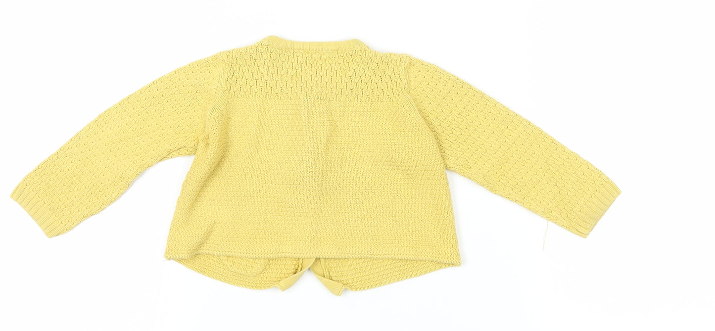 John Lewis Unisex Yellow Cardigan 9-12 Months Cotton Knit