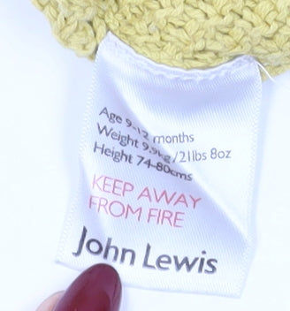 John Lewis Unisex Yellow Cardigan 9-12 Months Cotton Knit