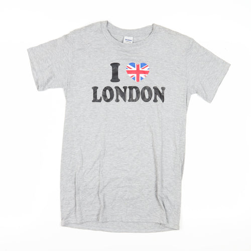 Gildan Unisex Grey T-Shirt, London Theme, Size S