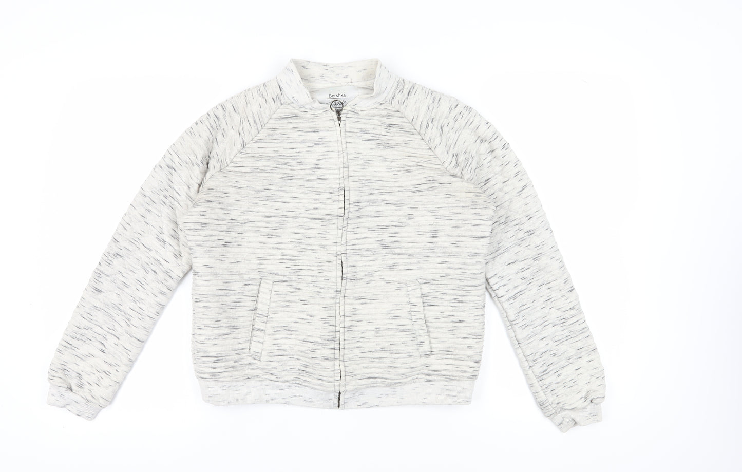 Bershka Women's Grey Full Zip Sweatshirt L