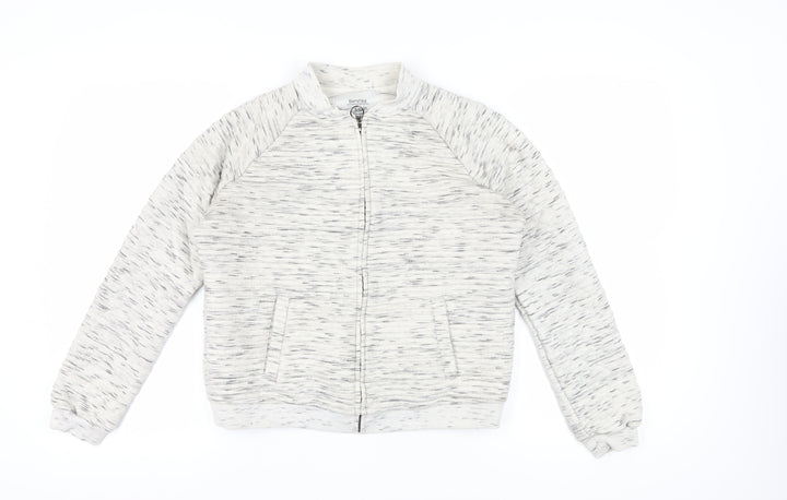 Bershka Women's Grey Full Zip Sweatshirt L