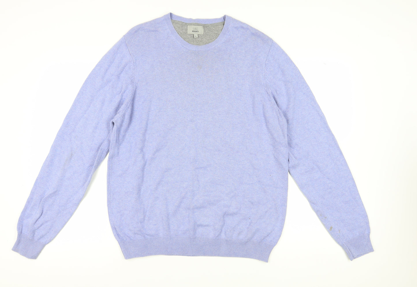Marks & Spencer Men's Blue L Pullover Cotton Jumper