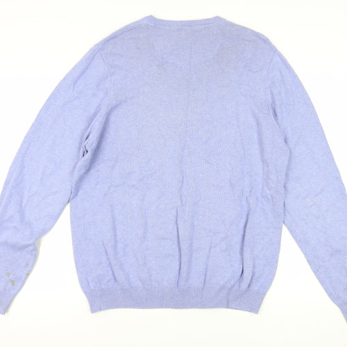 Marks & Spencer Men's Blue L Pullover Cotton Jumper