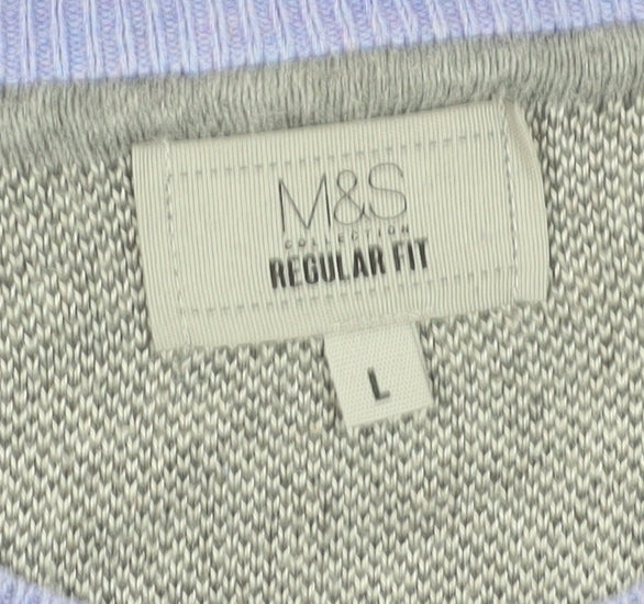 Marks & Spencer Men's Blue L Pullover Cotton Jumper