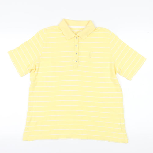 C&A Men's Yellow Striped Polo - Size L