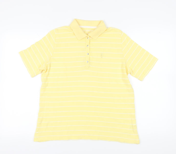 C&A Men's Yellow Striped Polo - Size L