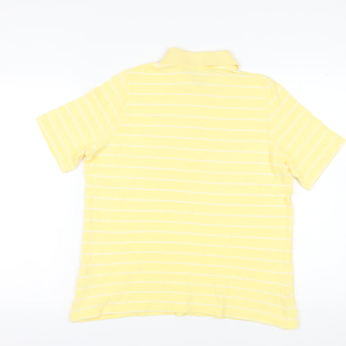 C&A Men's Yellow Striped Polo - Size L