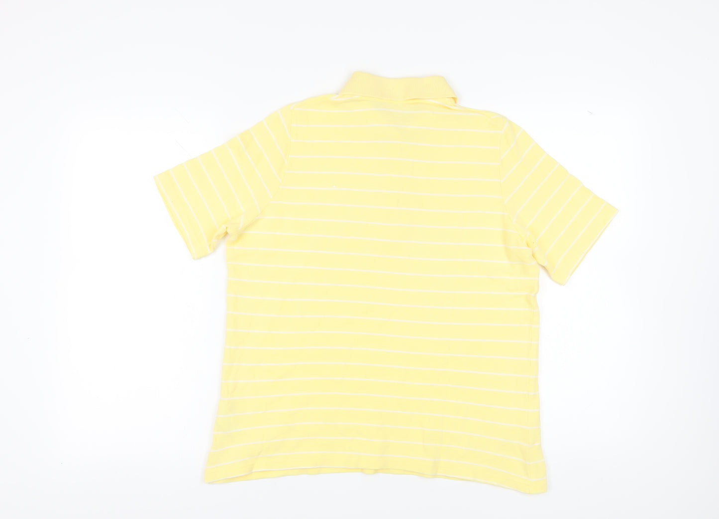 C&A Men's Yellow Striped Polo - Size L