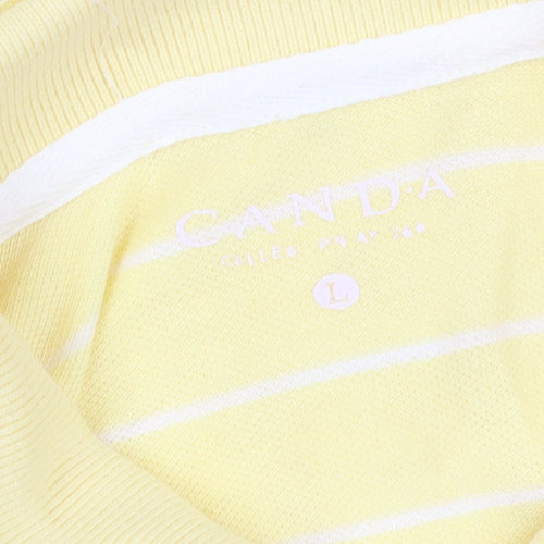C&A Men's Yellow Striped Polo - Size L