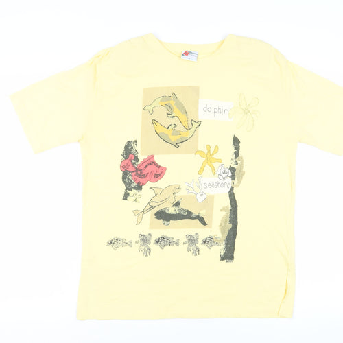 Poppy Unisex Yellow Dolphin T-Shirt M - Casual Summer Wear