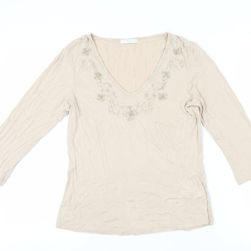 Marks and Spencer Women's Beige 3/4 Sleeve Blouse