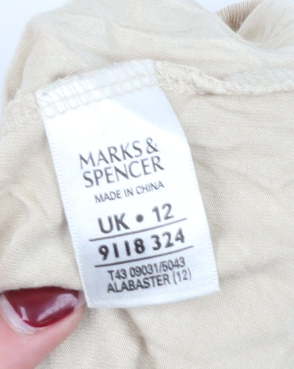 Marks and Spencer Women's Beige 3/4 Sleeve Blouse