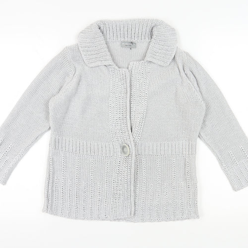 Marks and Spencer Women's Grey Cardigan M Chunky-Knit