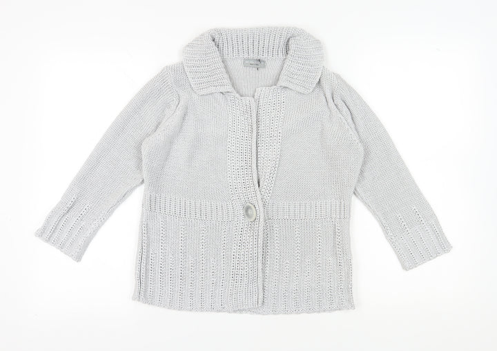 Marks and Spencer Women's Grey Cardigan M Chunky-Knit